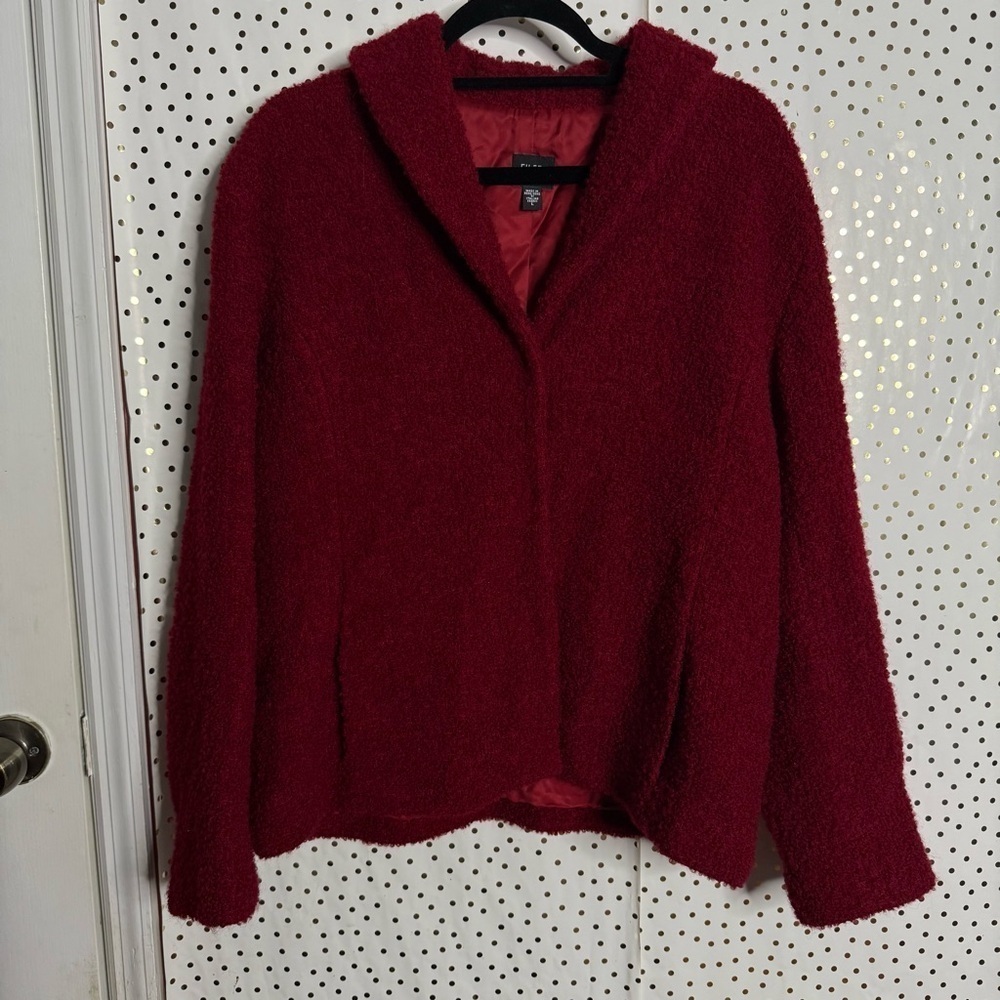Eileen Fisher Deep Red Textured Jacket